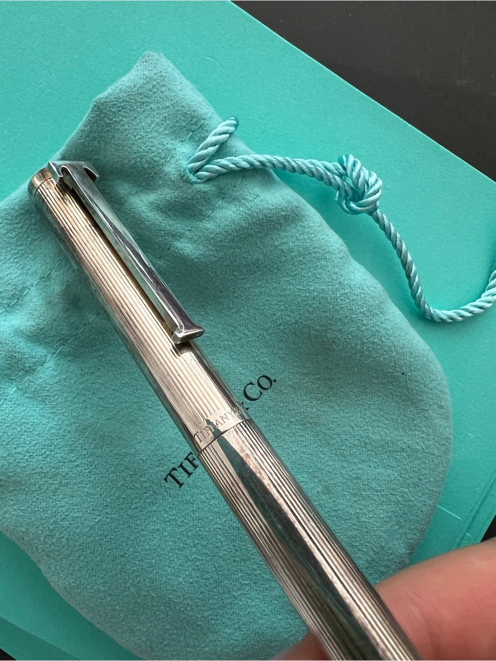 Tiffany & Co. Sterling Silver Pen with Tiffany Blue Pouch - Picture 3 of 7